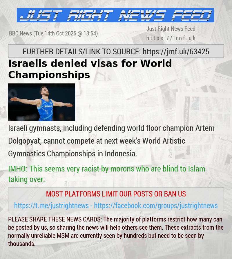 Israelis denied visas for World Championships