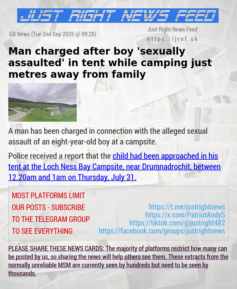 Man charged after boy ’sexually assaulted’ in tent while camping just metres away from family