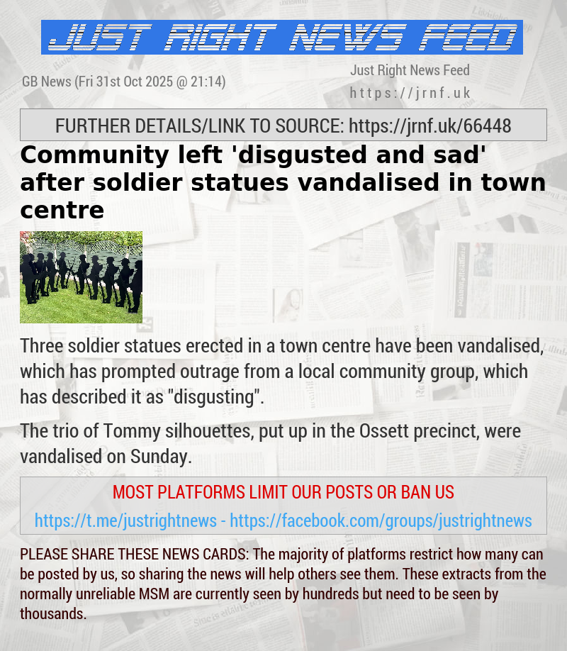 Community left ’disgusted and sad’ after soldier statues vandalised in town centre