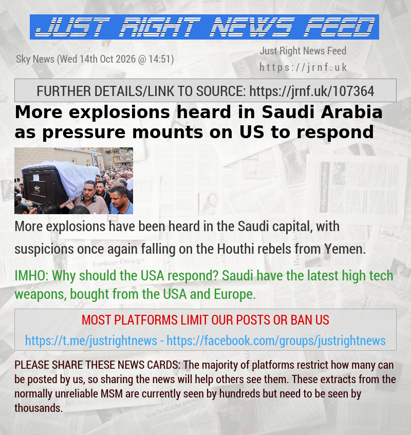 More explosions heard in Saudi Arabia as pressure mounts on US to respond