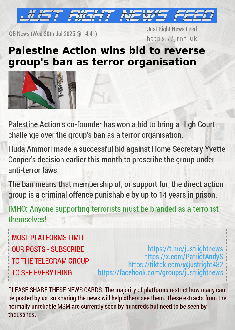 Palestine Action wins bid to reverse group’s ban as terror organisation
