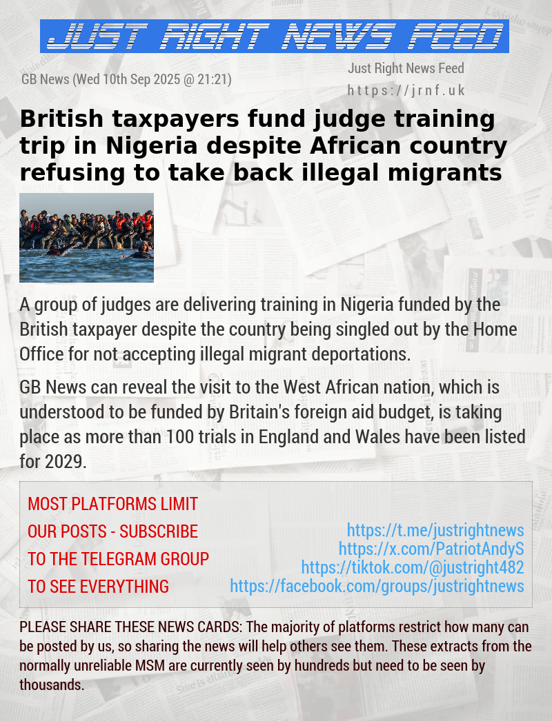 British taxpayers fund judge training trip in Nigeria despite African country refusing to take back illegal migrants