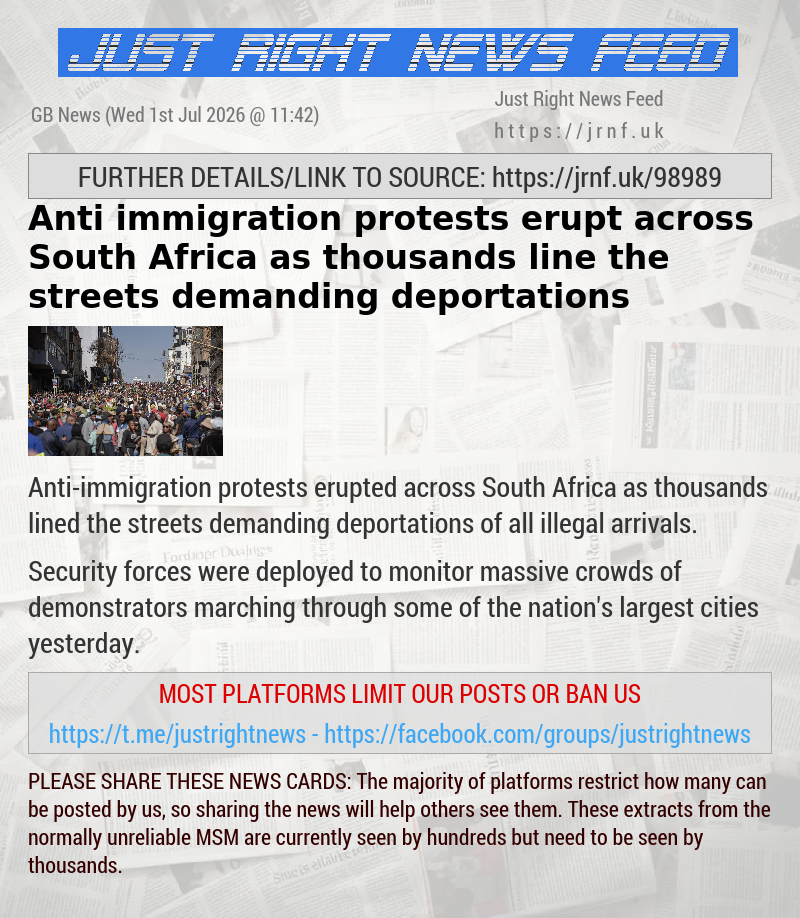 Anti—immigration protests erupt across South Africa as thousands line the streets demanding deportations