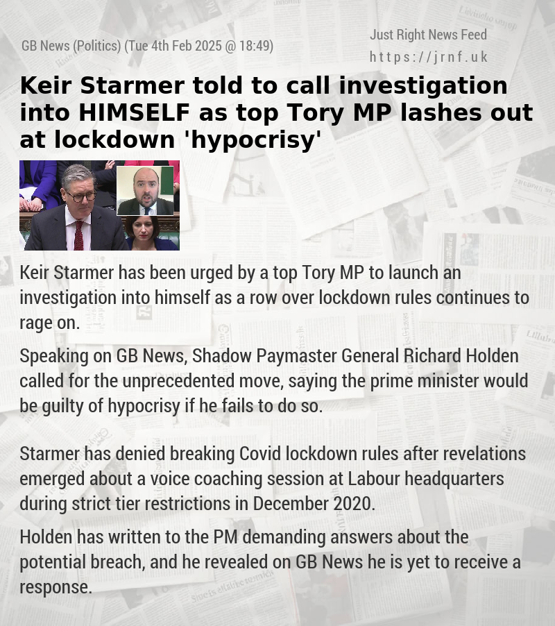 Keir Starmer told to call investigation into HIMSELF as top Tory MP lashes out at lockdown ‘hypocrisy’