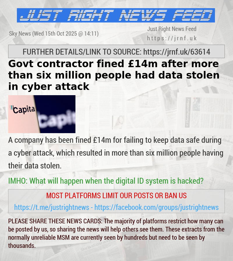 Govt contractor fined £14m after more than six million people had data stolen in cyber attack
