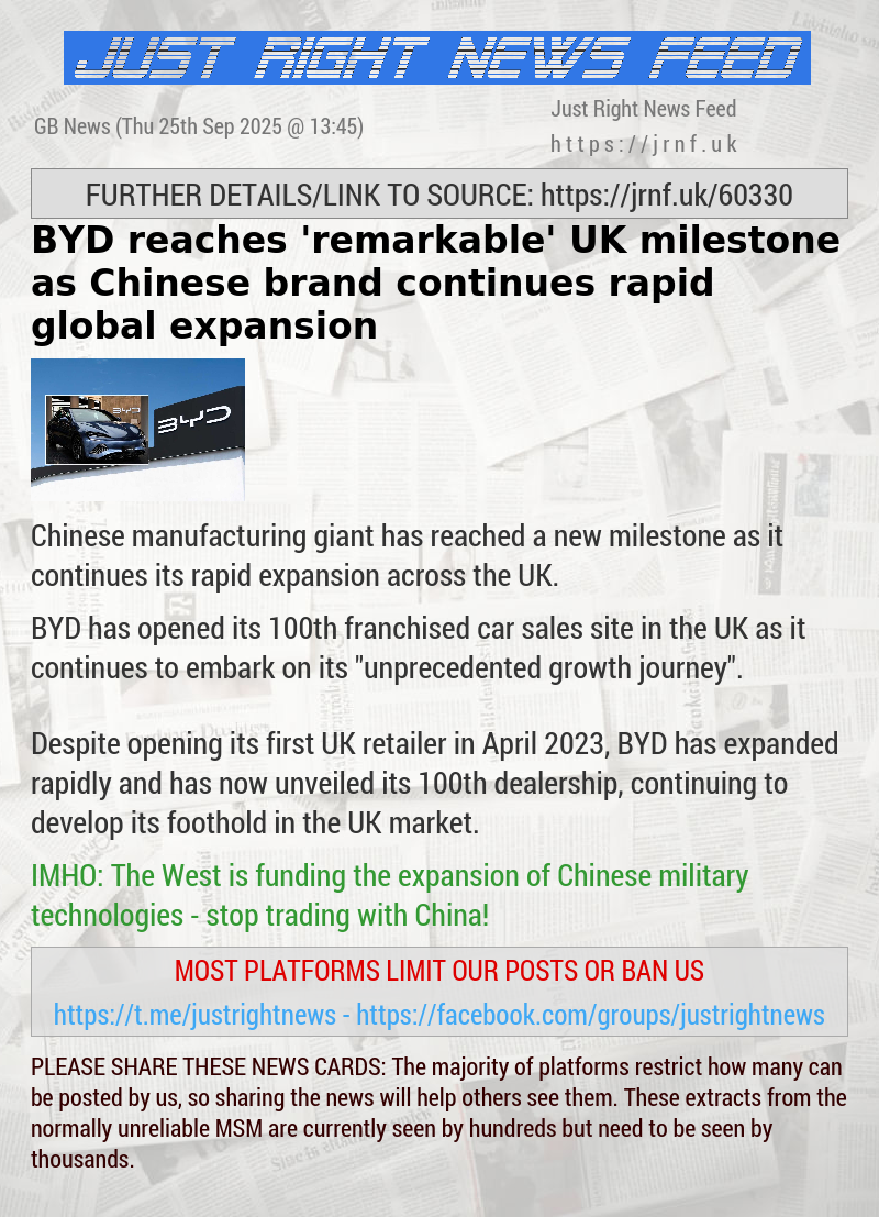 BYD reaches ’remarkable’ UK milestone as Chinese brand continues rapid global expansion