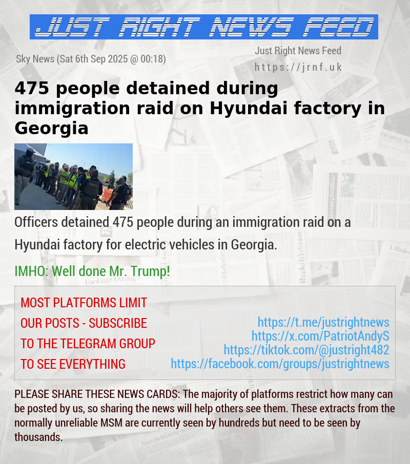 475 people detained during immigration raid on Hyundai factory in Georgia