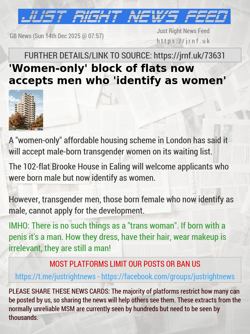 ’Women—only’ block of flats now accepts men who ’identify as women’