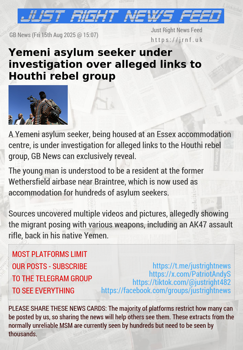 Yemeni asylum seeker under investigation over alleged links to Houthi rebel group