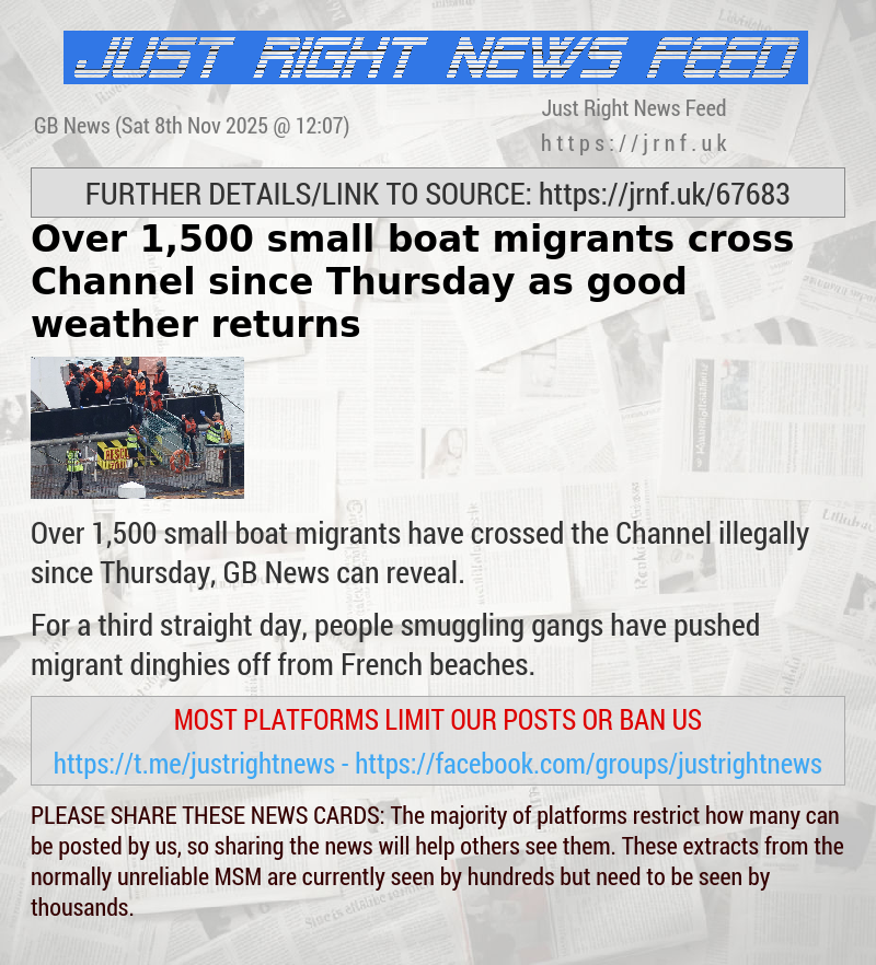 Over 1,500 small boat migrants cross Channel since Thursday as good weather returns