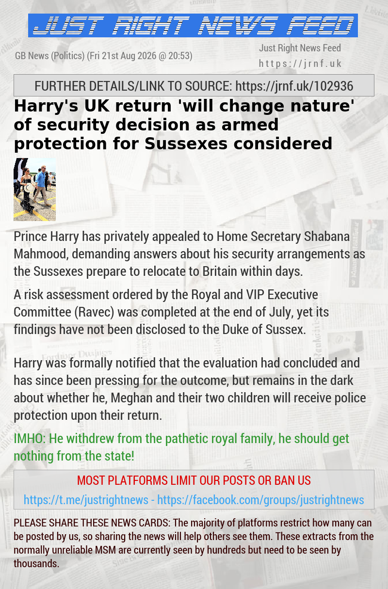 Harry’s UK return ‘will change nature’ of security decision as armed protection for Sussexes considered