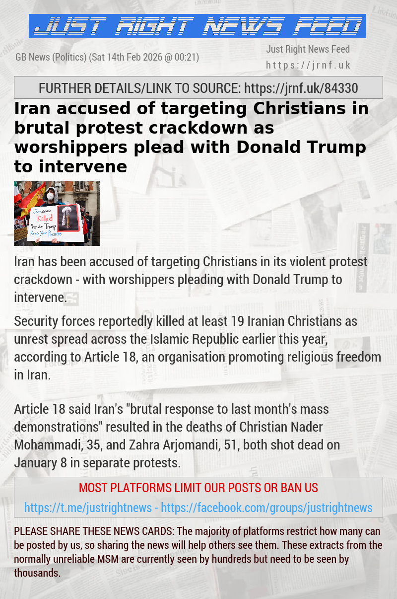 Iran accused of targeting Christians in brutal protest crackdown — as worshippers plead with Donald Trump to intervene