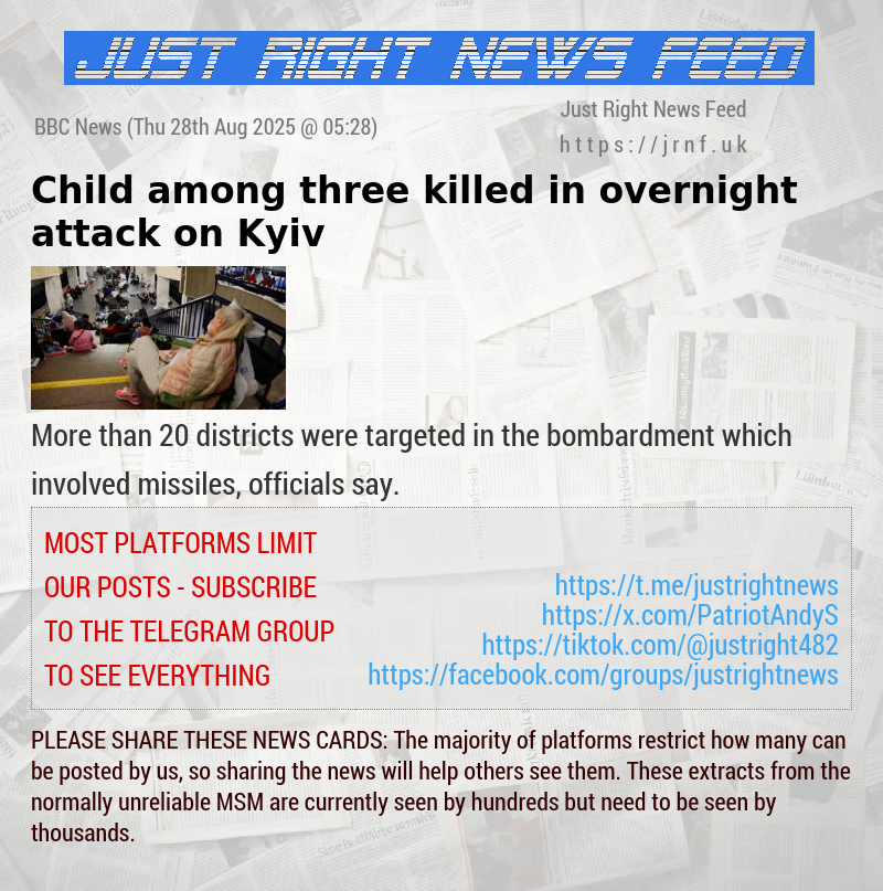 Child among three killed in overnight attack on Kyiv