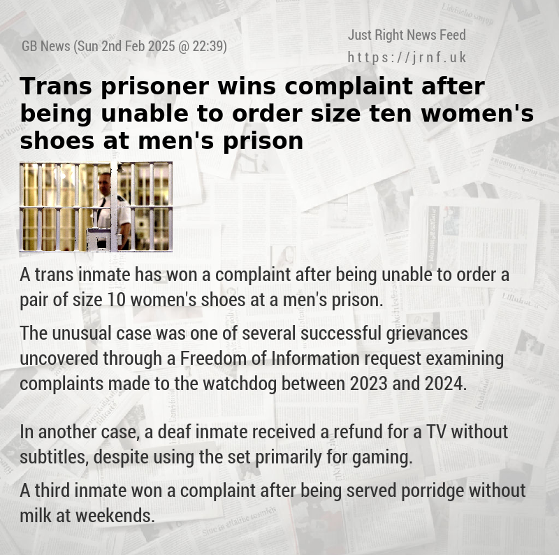 Trans prisoner wins complaint after being unable to order size ten women’s shoes at men’s prison