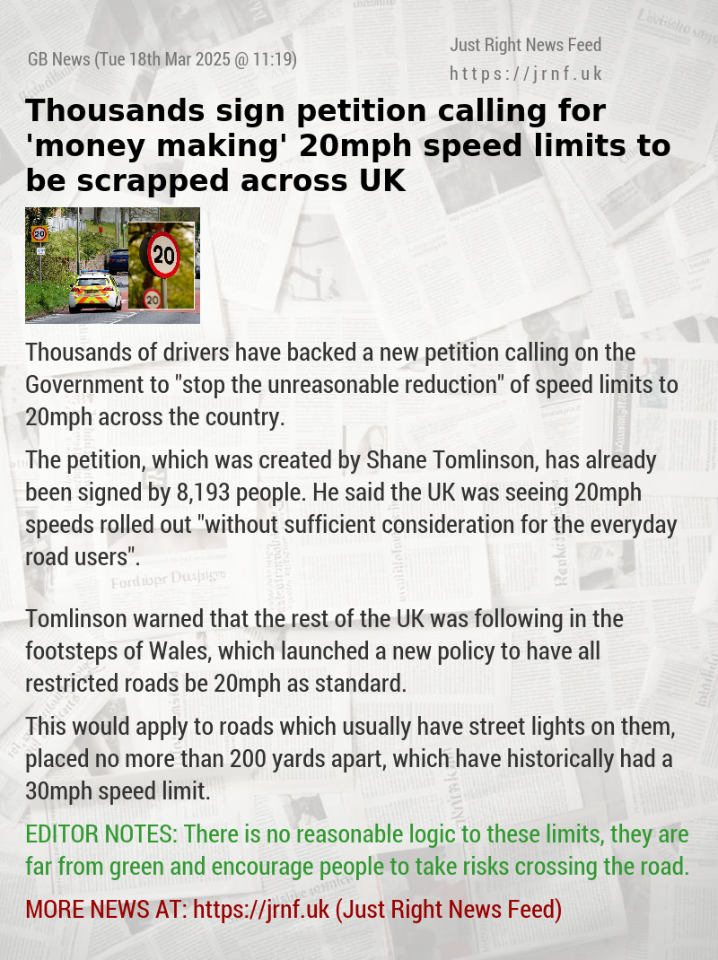 Thousands sign petition calling for ’money—making’ 20mph speed limits to be scrapped across UK