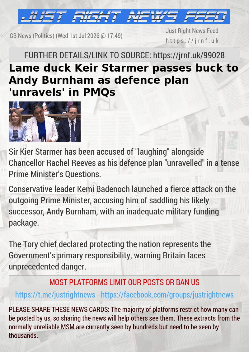 Lame duck Keir Starmer passes buck to Andy Burnham as defence plan ’unravels’ in PMQs