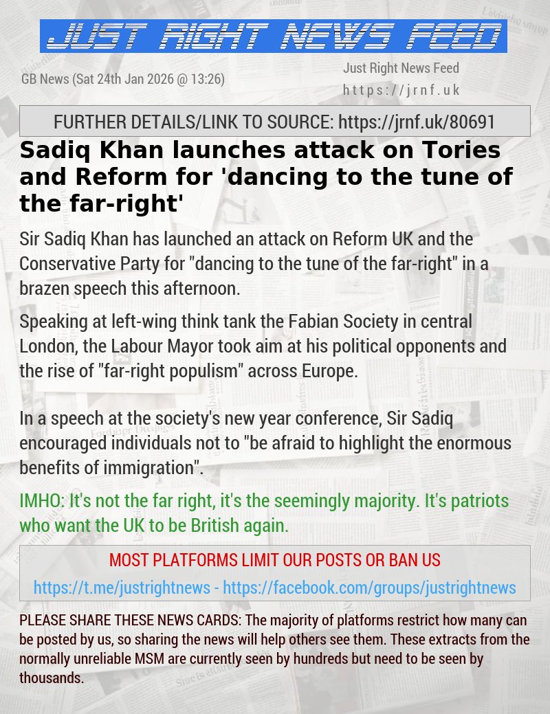 Sadiq Khan launches attack on Tories and Reform for ’dancing to the tune of the far—right’