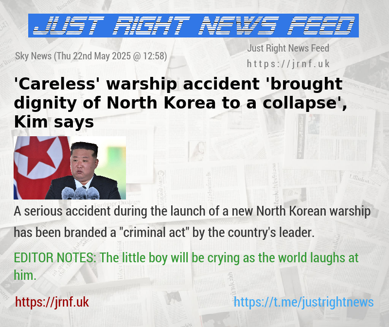 ’Careless’ warship accident ’brought dignity of North Korea to a collapse’, Kim says