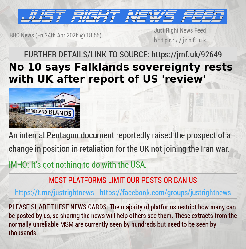 No 10 says Falklands sovereignty rests with UK after report of US ’review’