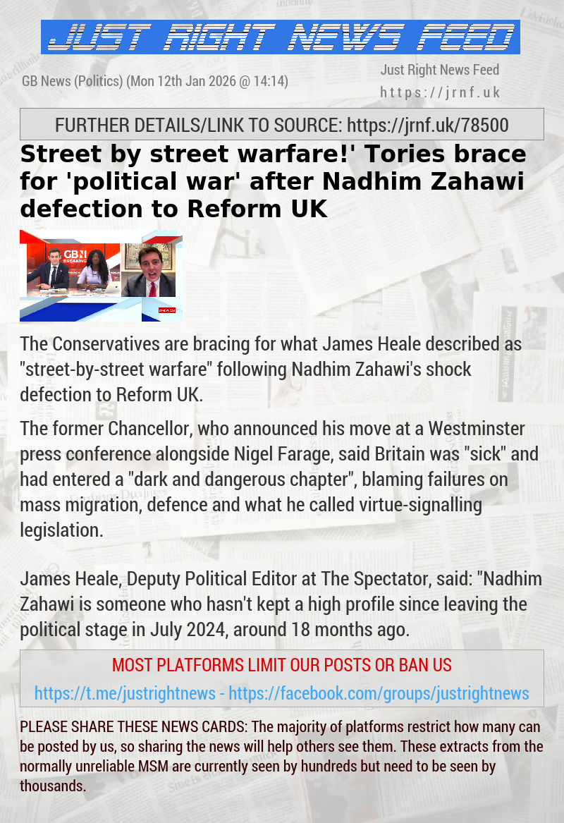 ‘Street—by—street warfare!’ Tories brace for ’political war’ after Nadhim Zahawi defection to Reform UK