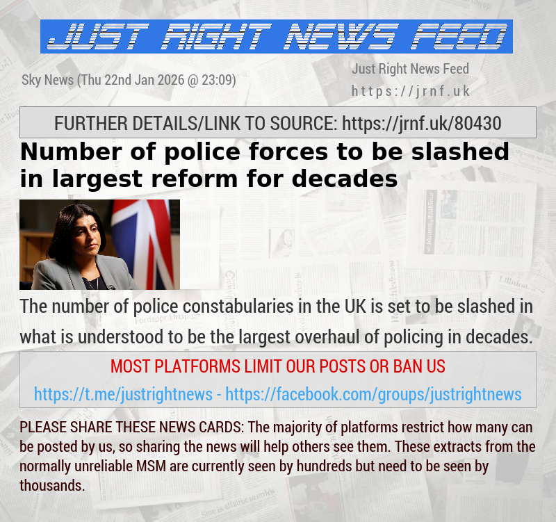 Number of police forces to be slashed in largest reform for decades