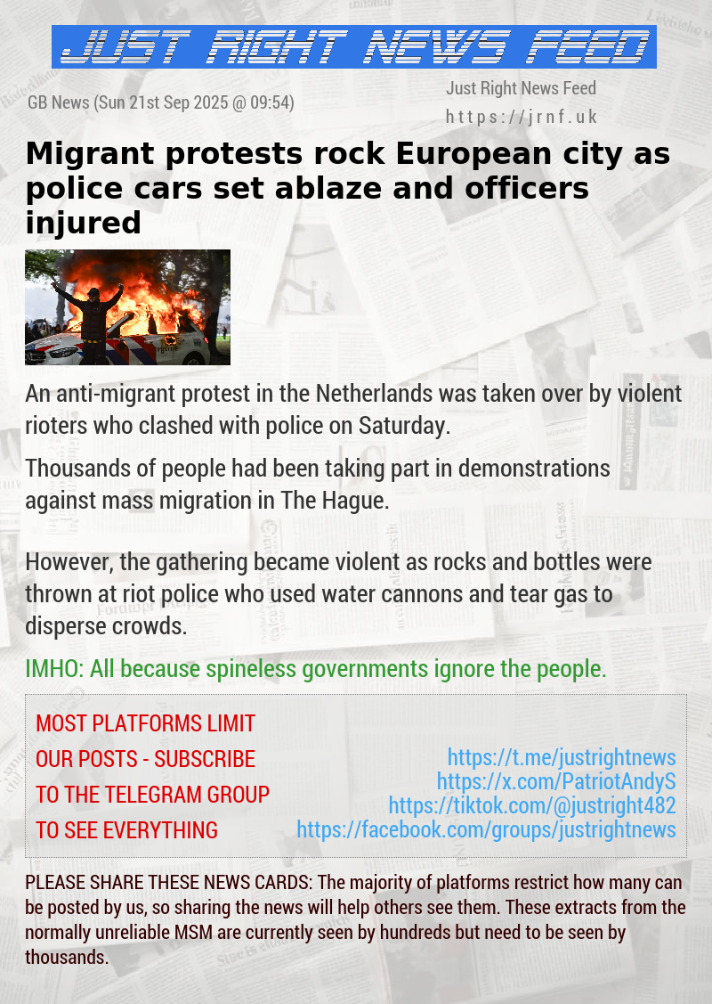 Migrant protests rock European city as police cars set ablaze and officers injured