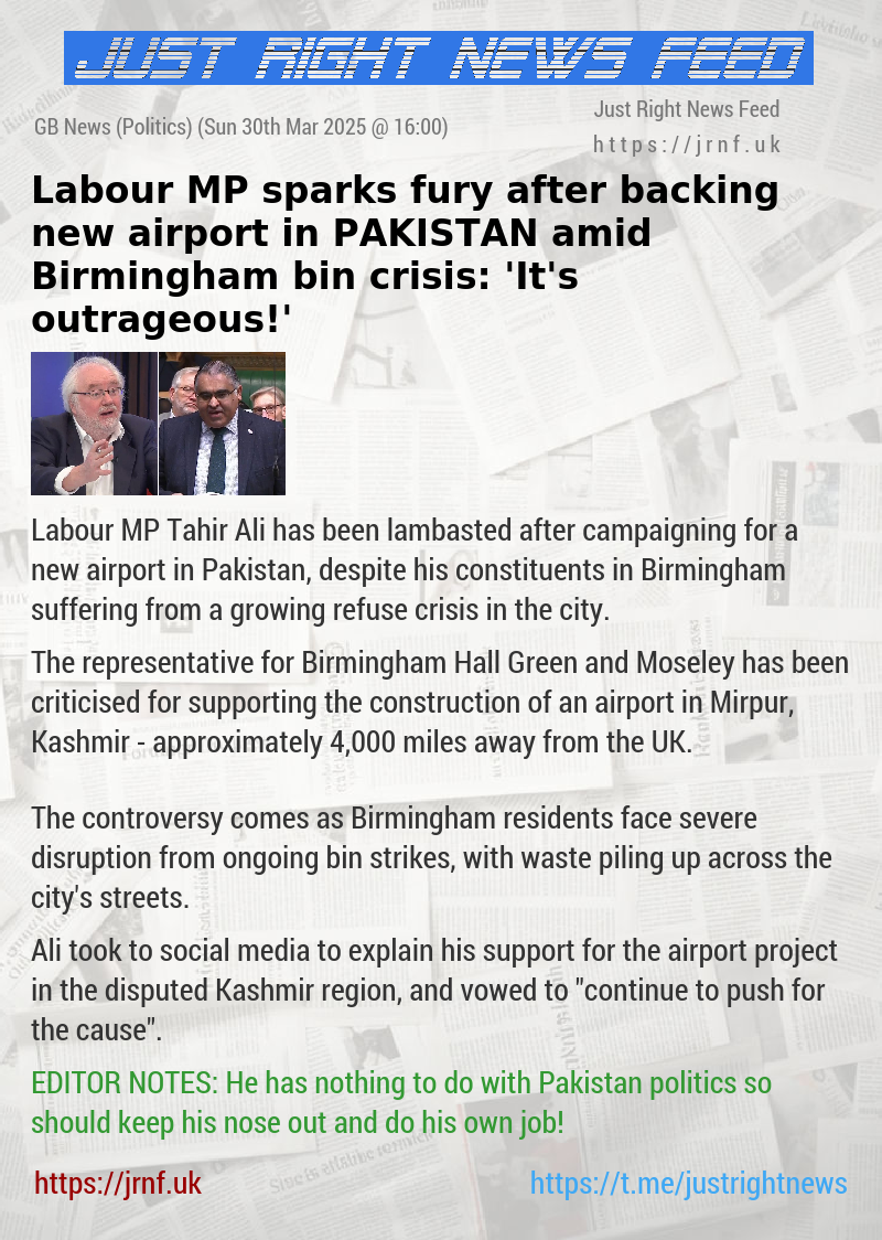 Labour MP sparks fury after backing new airport in PAKISTAN amid Birmingham bin crisis: ’It’s outrageous!’