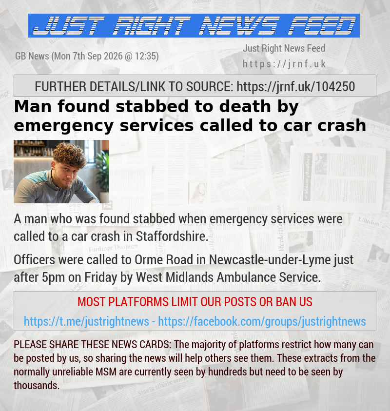 Man found stabbed to death by emergency services called to car crash