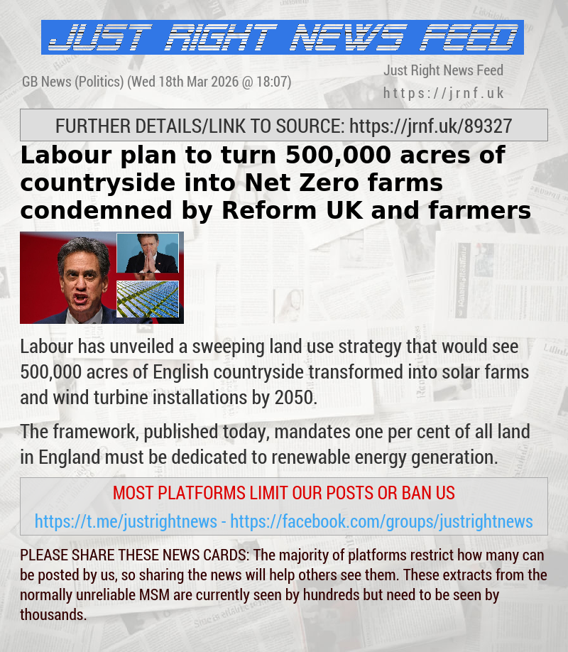Labour plan to turn 500,000 acres of countryside into Net Zero farms condemned by Reform UK and farmers