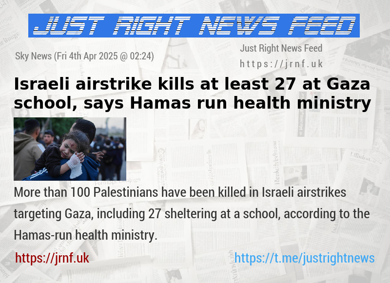 Israeli airstrike kills at least 27 at Gaza school, says Hamas—run health ministry