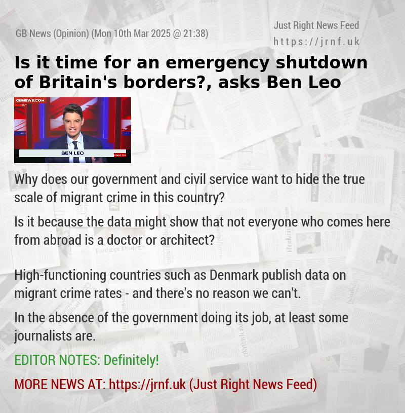 Is it time for an emergency shutdown of Britain’s borders?, asks Ben Leo