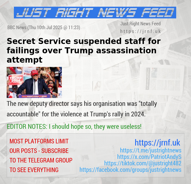 Secret Service suspended staff for failings over Trump assassination attempt