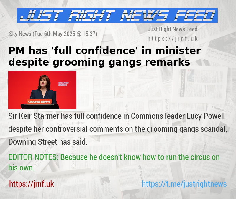 PM has ’full confidence’ in minister despite grooming gangs remarks