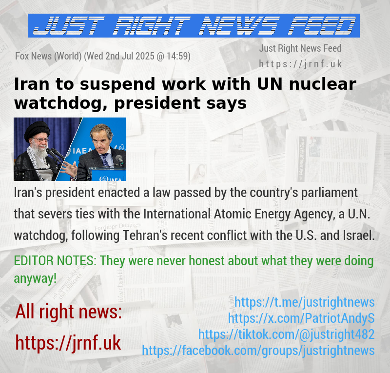 Iran to suspend work with UN nuclear watchdog, president says