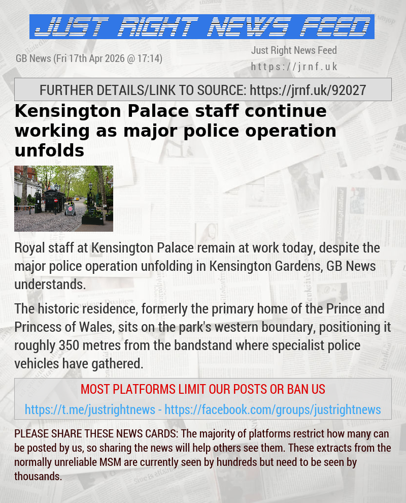 Kensington Palace staff continue working as major police operation unfolds