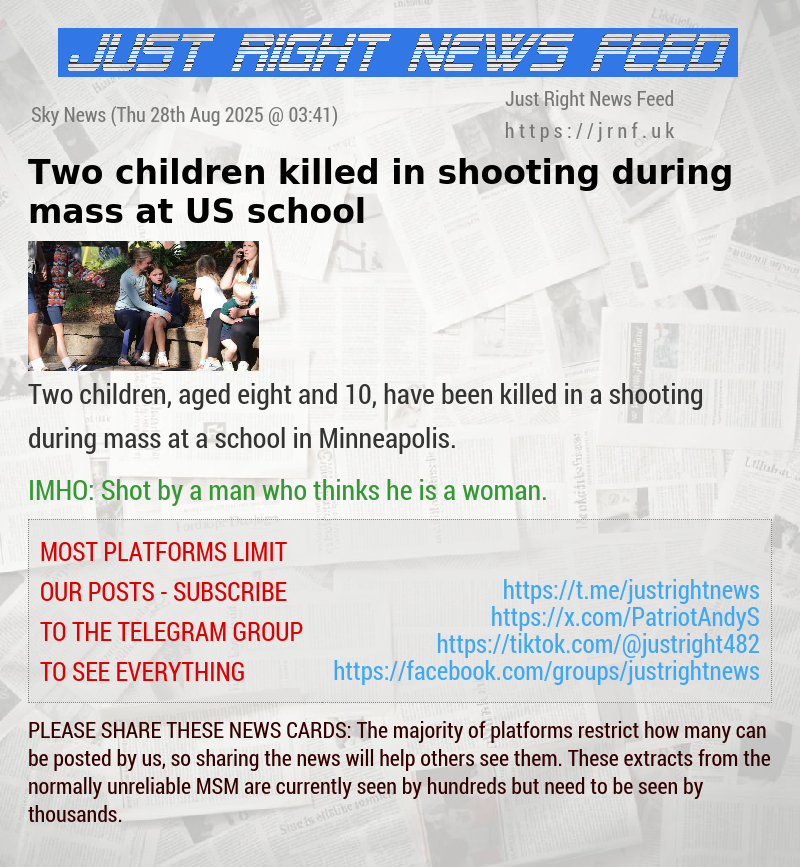 Two children killed in shooting during mass at US school