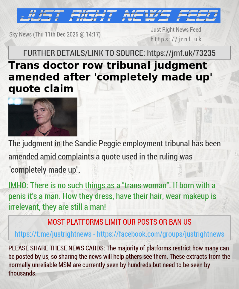 Trans doctor row tribunal judgment amended after ’completely made up’ quote claim
