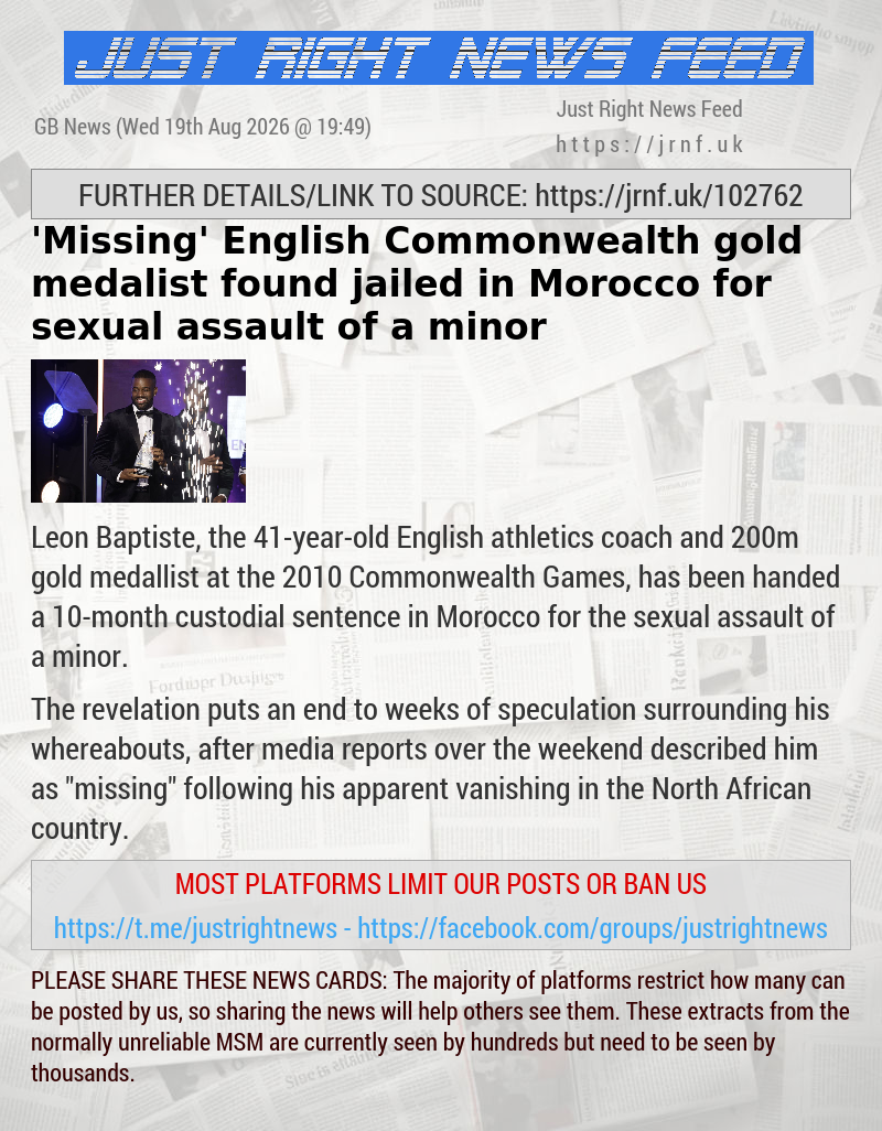 ’Missing’ English Commonwealth gold medalist found jailed in Morocco for sexual assault of a minor