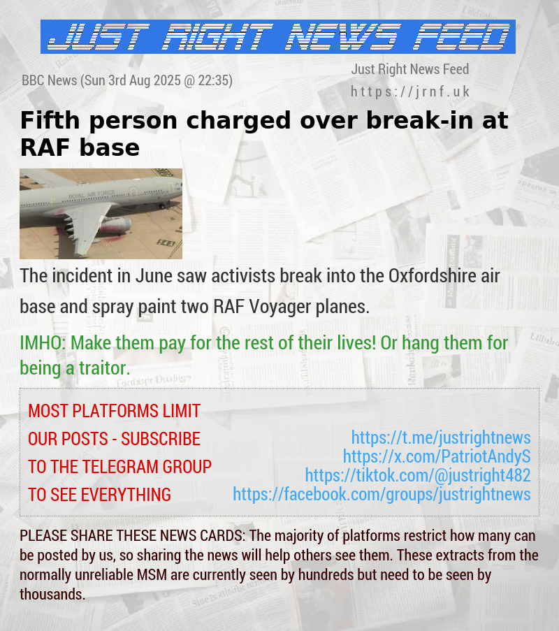 Fifth person charged over break—in at RAF base