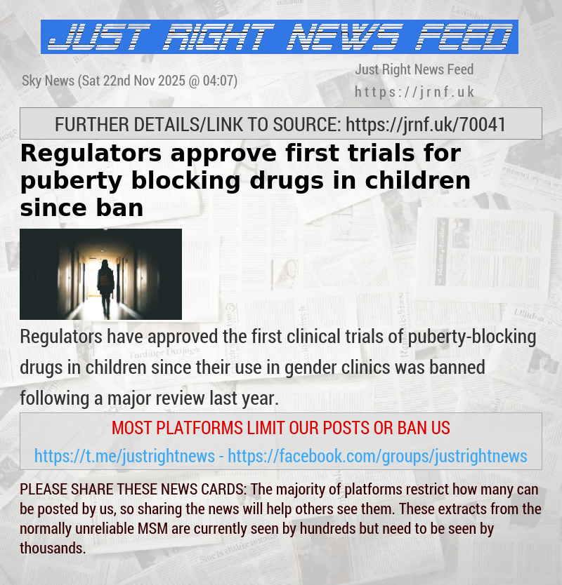 Regulators approve first trials for puberty—blocking drugs in children since ban