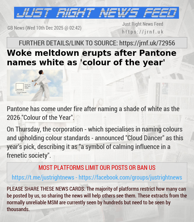 Woke meltdown erupts after Pantone names white as ’colour of the year’