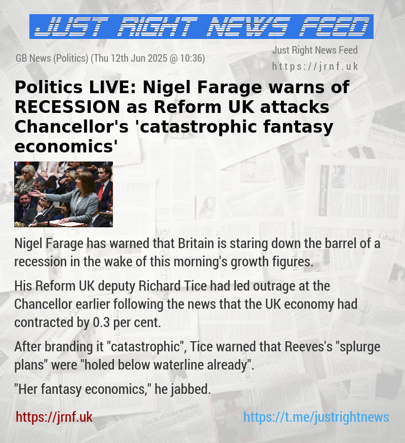 Politics LIVE: Nigel Farage warns of RECESSION as Reform UK attacks Chancellor’s ’catastrophic fantasy economics’