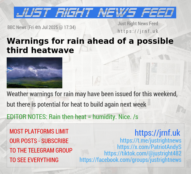 Warnings for rain ahead of a possible third heatwave