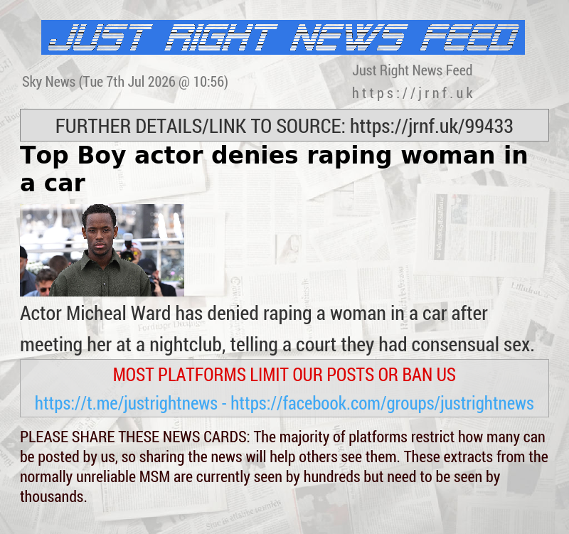 Top Boy actor denies raping woman in a car