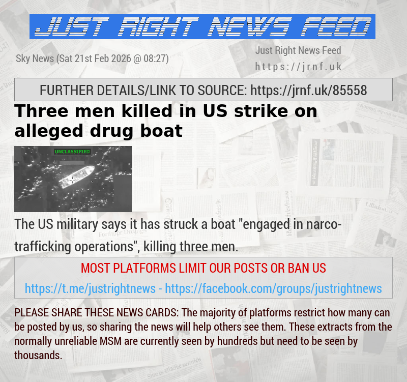 Three men killed in US strike on alleged drug boat