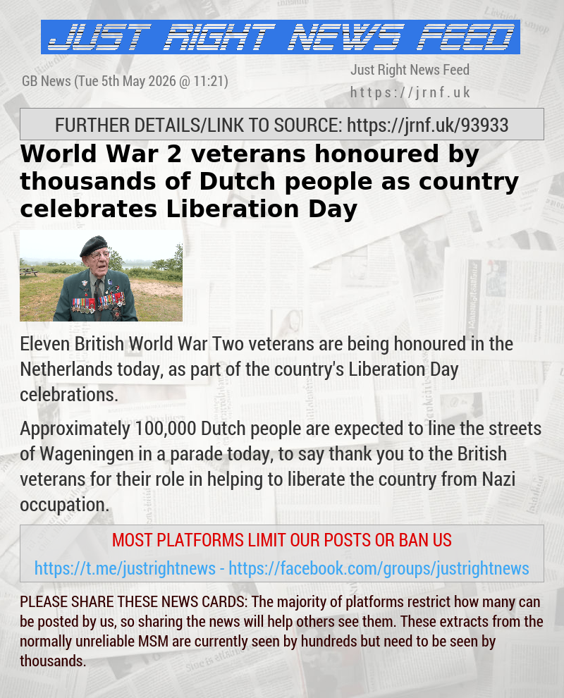 World War 2 veterans honoured by thousands of Dutch people as country celebrates Liberation Day