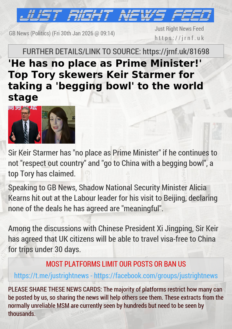 ’He has no place as Prime Minister!’ Top Tory skewers Keir Starmer for taking a ’begging bowl’ to the world stage