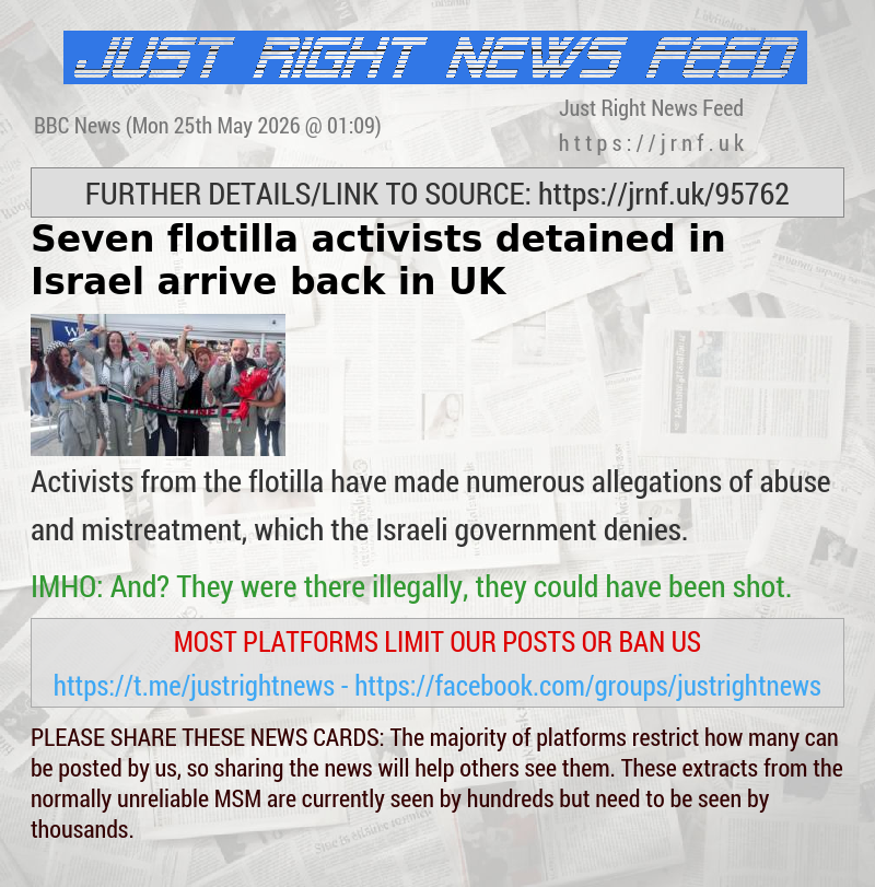 Seven flotilla activists detained in Israel arrive back in UK  