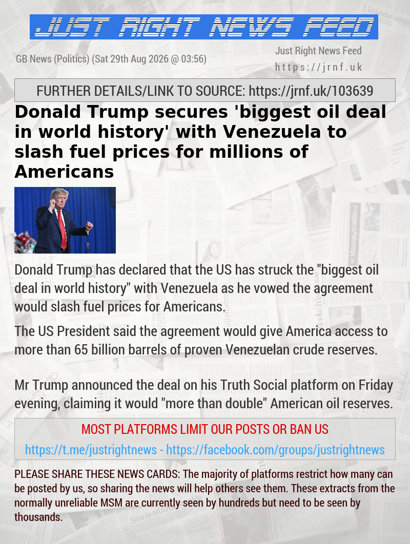 Donald Trump secures ’biggest oil deal in world history’ with Venezuela to slash fuel prices for millions of Americans