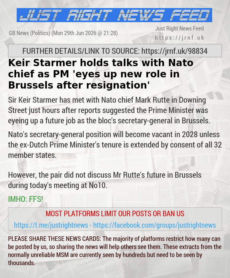Keir Starmer holds talks with Nato chief as PM ’eyes up new role in Brussels after resignation’